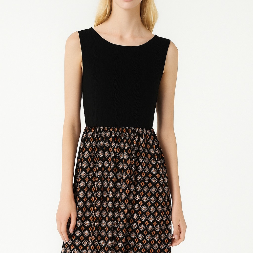 SHEIN Black and Geometric Midi Dress